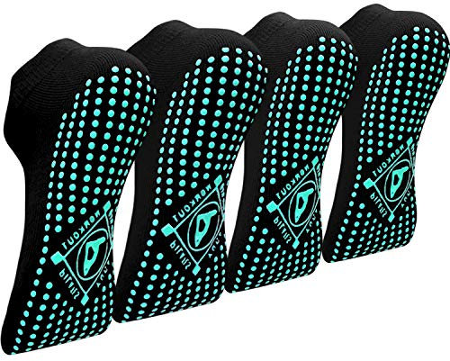 ELUTONG Yoga Socken Anti-Rutsch-Socken (4 Paare) für Damen Pilates, Barre, Tanz, Ballett, Kampfsport, Trampolin, Yoga,Fitness, Krankenhaus, Reha, Heim- und Körperbalance EU 41-43