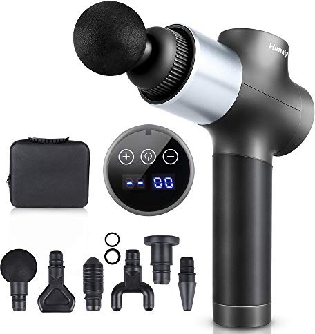 himaly Massagepistole für Nacken Schulter Rücken, Massagegerät Elektrisch Entspannen Massage Gun mit 6 Massageköpfen und 30 einstellbaren Geschwindigkeiten Tiefengewebe Massagegerät （Silber）