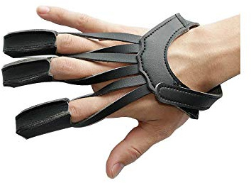 Namvo tir à l'arc Protecteur Trois Doigts Onglet Gant avec dragonne en Cuir tir protéger Garde pour composé de Chasse Noir