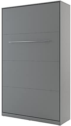 Schrankbett Concept PRO Vertikal, Wandklappbett, Bettschrank, Wandbett, Schrank mit integriertem Klappbett, Funktionsbett (120 x 200 cm, Grau, Vertikal)