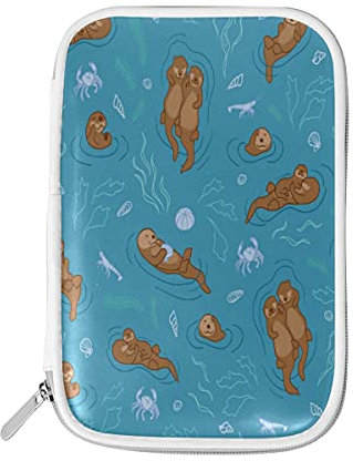 HaJie Federtasche Ocean Sea Otter Tier Reißverschluss Schreibwaren Tasche Schule Stifteetui Große Kapazität Pinselhalter Frauen Make-up Tasche