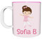 Fupies Tazza in plastica personalizzata con nome ballerina castana, Rosa