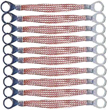 10 Stück, Kabelschuh aus Kupfer, nationaler Standard, geflochtener Erddraht, 6 Quadrate, Länge ca. 150 mm, Lochabstand: 18 mm.
