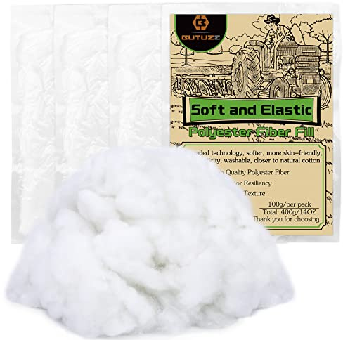 BUTUZE Polyfill-Füllung, 400 g, weiß, Premium-Faserfüllung für Handwerk, hohe Widerstandsfähigkeit, Häkelfüllung, Füllung für Stofftiere, Baumwollschläger, recycelbar