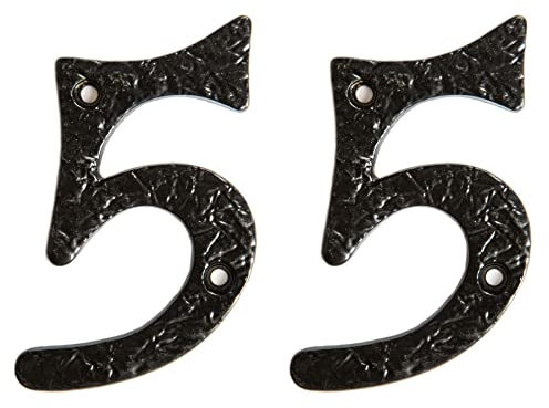 Hammer and Tongs - Rustic Iron Numeral - Number 5 - H85mm - Black - Pack of 2
