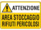 NEW CARTELLO SEGNALETICO - attenzione area stoccaggio rifiuti pericolosi - Adesivo Extra Resistente, Pannello in Forex, Pannello In Alluminio (ADESIVO 20X31 CM)