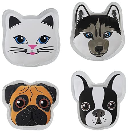 MC-Trend 4er Set Taschenwärmer Handwärmer für warme Hände und Finger, Wiederverwendbare Wärmekissen (4er Set Haustiere)