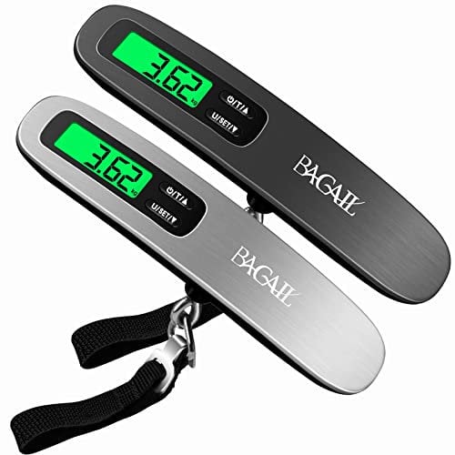 BAGAIL Pèse-bagages Numérique, Pèse Valise Suspendu avec écran LCD Rétroéclairé, Pese Bagage de Voyage, Balance Electronique Portable avec Crochet, Capacité de 110lb/50kg, Batterie Incluse