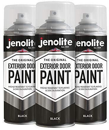 JENOLITE Vernice Spray per Porte Esterne e Finestre | Nero | Multi Superficie | Metallo e Legno | 3 x 400 ml | RAL 9005
