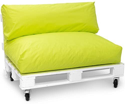 Spatium Jumbo XXL Palettenkissen Set abnehmbar Bezug wasserdicht gesteppt Palettenpolster Palettenauflage Palettensofa (Apfel Grün, 2er Set)