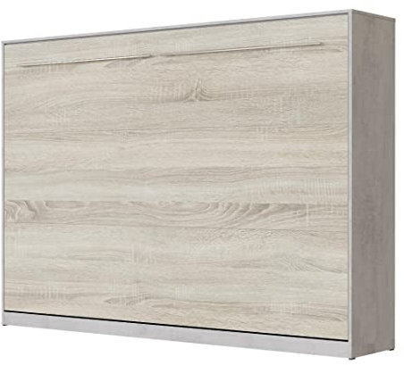 SMARTBett Schrankbett Standard 90x200 120x200 140x200 160x200 Bettschrank Wandbett Beton/Eiche Sonoma 140 Horizontal