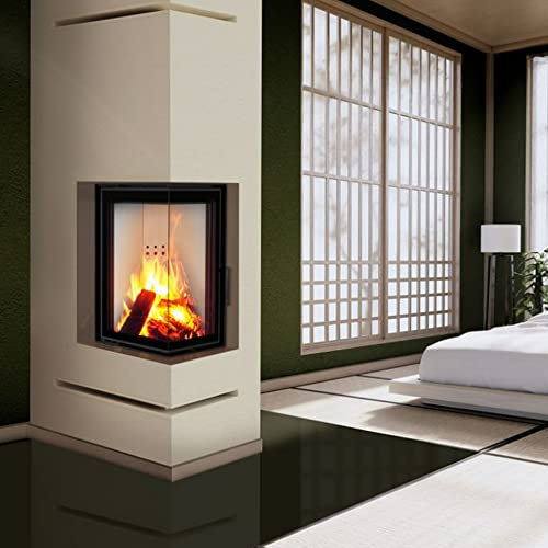 KRATKI Lüftungsgitter Luft für Kamine, rechte Ecke mit Lufteinlassabdeckung, 45 Grad, pulverbeschichteter Stahl, 40 x 60 x 9 cm, Graphite Slim