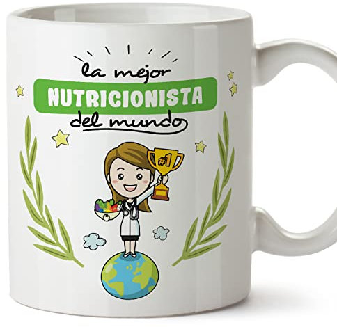 MUGFFINS Tazas para NUTRICIONISTA mujer - En Español - Mejor del mundo - 11 oz / 330 ml - Regalo original y divertido