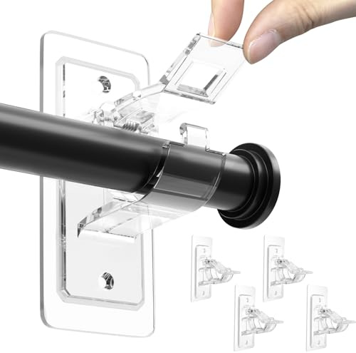 ANDGOO Gardinenstangenhalter, selbstklebend, transparent, Kunststoff, zum Aufkleben, 4 Stück