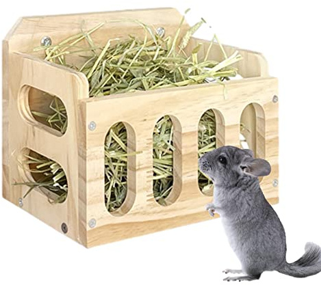 Qihuyi Futterhäuschen für Kaninchen - Meerschweinchen Heuraufe für Käfig - Heu-Futterstation aus für Kaninchen, Meerschweinchen, Heuraufe aus, Heuhalter für kleine Haustiere