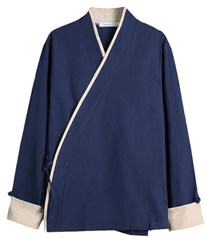 Kimono traditionnel pour homme - Kimono chinois traditionnel - Costume de samouraï Harajuku - Veste de rue, Zang Qing Daim, Taille XS