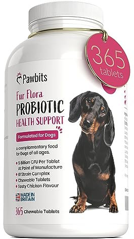 365 Canine Probiotics & Prebiotics Tablets for Dogs – 5 Billion CFU Tablet Chicken Flavour Chewable Dietary Supplements -10 Strain Complex for Digestive Support, Gut Health, Bad Breath & Itchy Skin