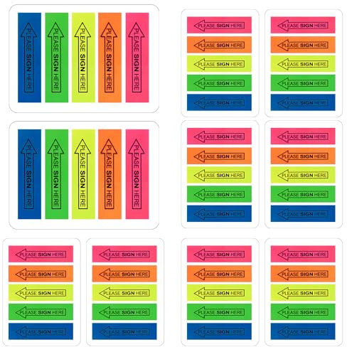 1000St Bitte Hier Unterschreiben Tabs, Farbig Selbstklebende Hier Unterschreiben Aufkleber Hier Unterschreiben Nachrichtenflaggen für Büro Schule Notizbuch Einfach zu Versenden (5 Farben)