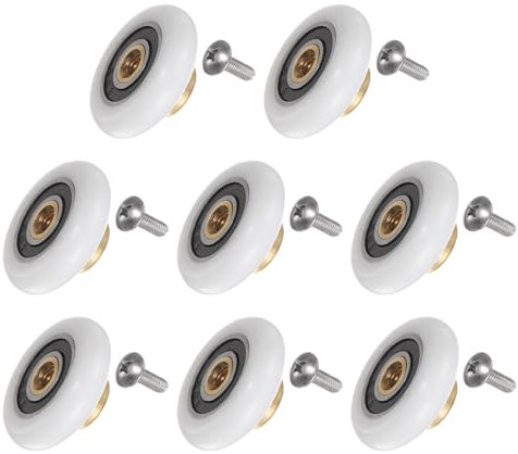 sourcing map Shower Door Roller Wheel 23mm Diameter Replacement Part for Bathroom Glass Door, Sliding Shower Door Roller, (2 Set 8pcs)
