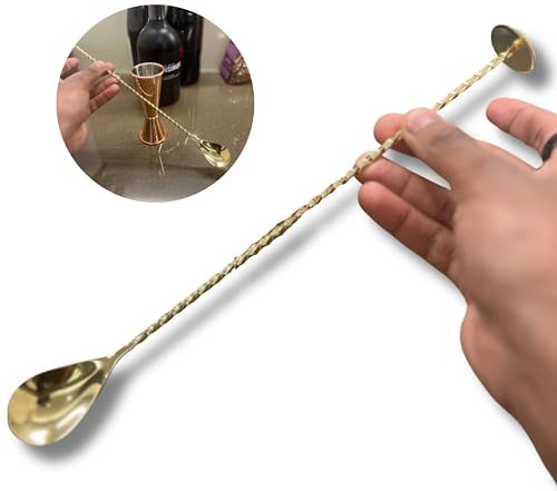 The Original Gold Bar Spoon and Cocktail Stirrer, Mixing Spoon and Drink Stirrer for Cocktails, Long Spoon Cocktail Stirrers for Aperols Mojitos Moscow Mule and More