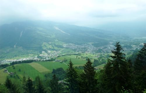 GUOHLOZ 1500 Teile Holzpuzzle DIY Scenery Abstract Moderne Wohnkultur Wandkunst Intelligenz Spiel Einzigartiges Geschenk, Bäume, Schweiz, Dorf, Berg Rigi, 87x57cm