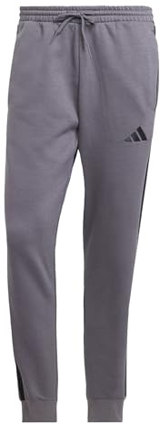 adidas Herren Essential Three Stripes Fleece Pant, Grey strata/Black, M