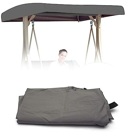 DFANCE Ersatz-Überdachung für Hollywoodschaukel, 2- oder 3-Sitzer-Größen, Universal Sonnendach,wasserdicht,Ersatzdach für Veranda Terrasse Garten,191 x 120 x 18/23cm(Color:Grau)