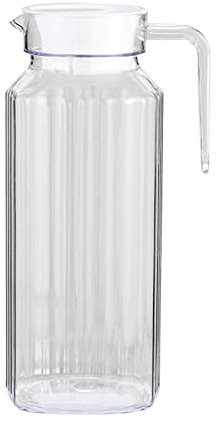 Pichet à Eau en Plastique Transparent, Carafe à Eau Rayée en Acrylique de Qualité avec Couvercle et Poignée, Pichet à Boisson pour Thé Glacé, Jus de Limonade, Infusion Froide