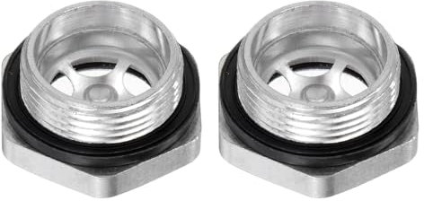 QUARKZMAN 2pz Vetro Spia Olio Compressore d'Aria 26 x 1,5mm Filettatura Maschio Indicatore Livello Liquido Alluminio Testa Esagonale Finestra con O-Ring per Scatole Ingranaggi, Argento