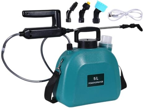 Pulverizador eléctrico a presión | Pulverizador de jardín potable – 3 boquillas de niebla vara retráctil, pulverizador eléctrico telescópico con correa ajustable para césped, malezas, coche, plantas