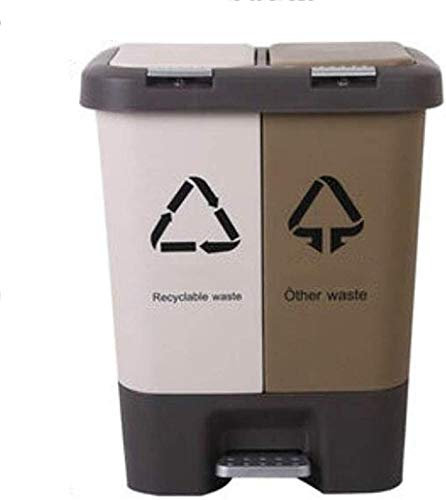 WYRMB Klassifizierung Mit Deckel Zweifach Mülleimer20l Schritt Zum Recyceln Klassifizierter Treteimer Für Küche Büro Outdoor Gewerbe,B-34x27x42cm(13x11x17inch)