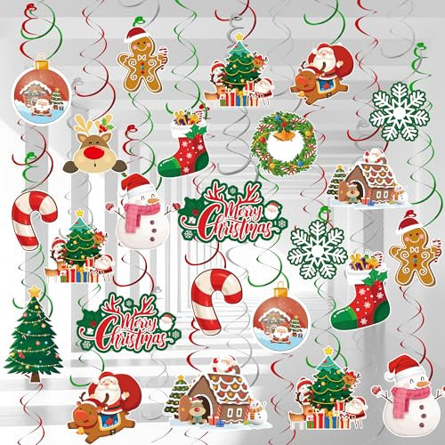 Decorazioni Natalizie a Spirale da Appendere - 61 Pezzi per Soffitto e Pendenti - Forniture per Feste a Tema Natalizio