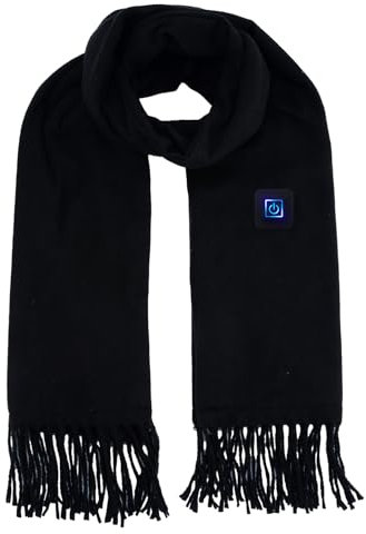Heated Scarf - Winter Scarf with Heating Pad, Thermal Neck Warmer Scarf | USB Rechargeable Heated Scarf, Battery Operated Heated Scarf for Men and Women, Cycling, Running, Black, Se référer au