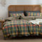 VM VOUGEMARKET Bettwäsche-Set für Doppelbett, kariert, kariert, weich, gewaschene Baumwolle, wendbar, modern, gemütlich, Bettbezug mit 2 Kissenbezügen, für Teenager, Jungen, 172 x 228 cm, Orange /