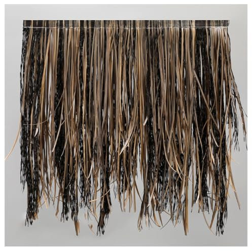 Decoración de techo de paja artificial para villa, pabellón junto al mar, aleros de paja falsa de plástico negro, decoración de paja hecha por el hombre, 2 piezas