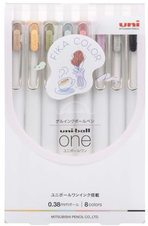 Mitsubishi Pencil UMNS38FC8C Gel-Kugelschreiber Uni-Ball One 0,38 Fica Color Set mit 8 Farben