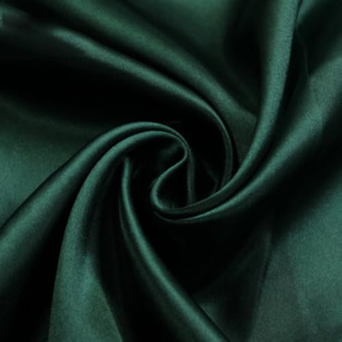 Anevous 500cm x150cm Satin Stoff, Einfarbig Stoffe zum Nähen, Kleiderstoff Dekostoff Meterware, Satinstoff zum Basteln, Bezugsstoff für Kleidung Vorhänge Tischdecken Deko,Dunkelgrün