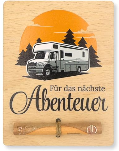 ZUKLA Verpackung Geldgeschenk Camper 13 x 10 cm - Geschenk für Camper Wohnmobil - Wohnwagen Spardose - Reisegutschein Geschenk Verpackung - Handmade