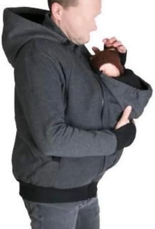 LLECDASEUI Chemise pour papa et bébé chemise porte-bébé pour hommes sweats à capuche et sweats à capuche à fermeture éclair sweat à la mode pour hommes (Gris,XXL)