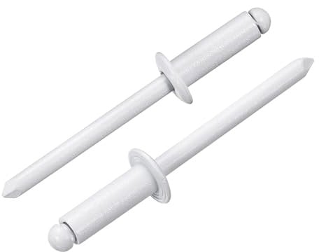 sourcing map 100Pcs 3/16x1/2 Aluminum Blind Rivets, Aluminum Grip and Steel Mandrel, Dome Head Long Split Rivets for Metal, Furniture, Automotive, White
