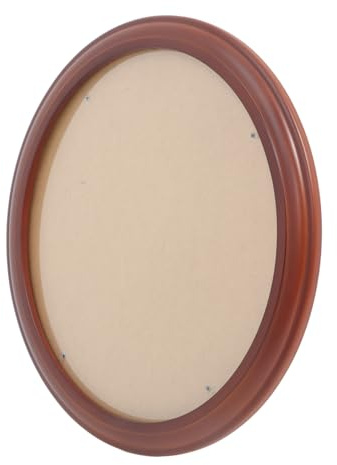 QUMIIRITY 14.17 Inch Solid Wood Oval Picture Frame Wall Hanging Photo Holder Vintage Style for Home Bedroom Decor with Traceless Nail