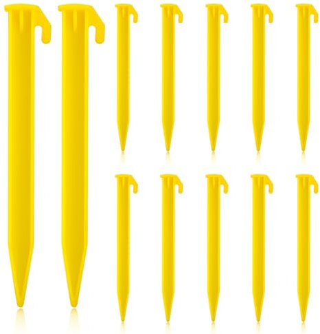 Nogeqi 12 piquetas de plástico para tienda de campaña, piquetas de arena de 14,6 cm, piquetas de plástico para tienda de campaña, piquetas de tienda de campaña, clavos para playa, tiendas de campaña