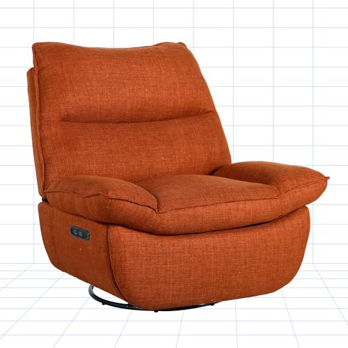 FLEXISPOT Relaxsessel, XR6, Elektrischer Sessel, Schlafsessel mit USB, Drehsessel mit Rocking, Liegesessel im Wohnzimmer, Fernsehsessel mit verstellbare Rückenlehne, Ruhesessel (Orange Brown)