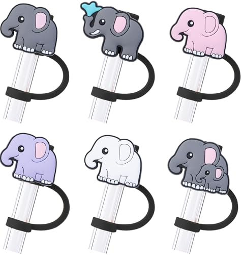 Elephant Straw Topper, 10mm (0.4in) Animal Straw Covers for Stanley Cup Accessories - Elephant Accessories, Decor, Stuff, Things, Gifts for Lovers, Women, Kids, Girls on Birthday Party Decoration