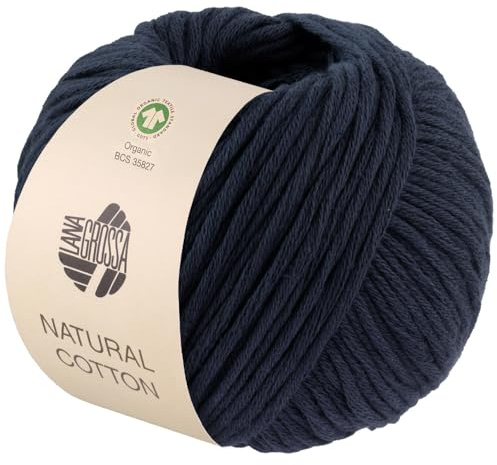 LANA GROSSA Natural Cotton Gots | Bio-Baumwollgarn in Millefili- Zwirnung | Handstrickgarn aus 100% Baumwolle (Bio) | 50g Wolle zum Stricken & Häkeln | 80m Garn FB-15