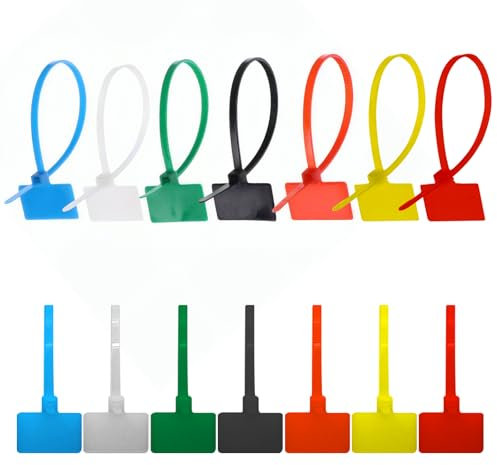 Huoflame Fascette stringicavo 150 mm – 100 pezzi in nylon colorato con etichetta per una facile organizzazione dei cavi, etichettatura e identificazione – Nylon riutilizzabile autobloccante