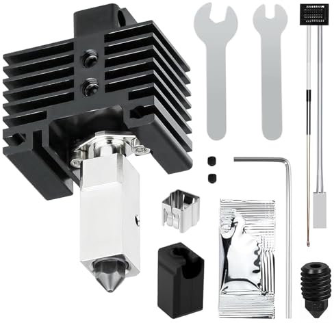 Upgraded Hotend Kit per stampante 3D Bambu Lab P1S/P1P, con blocco riscaldante in rame placcato Titanium Heat Break, 0,4 mm Hardened Steel Nozzle Heating Block Kit, Hotend con base in silicone