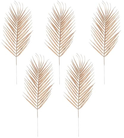 Kuuleyn Golden Artificial Palm Feuilles Golden Fabes Feuilles Simulation Big Palm Leaf Arbustes artificiels artificiels Plantes Tropicales artificielles Feuilles de Palmier doré