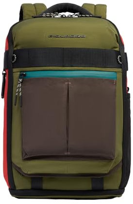 Piquadro Zaino da bicicletta per computer 14 uomo tessuto, verde/arancione