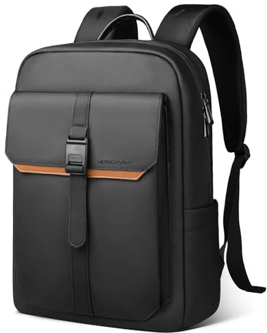 hk Business Rucksack Herren Damen Slim Laptop Rucksack 17,3 Zoll | Wasserabweisender mit Magnetverschluss, Tagesrucksack für Arbeit, Uni, Alltag und Reise – Schwarz